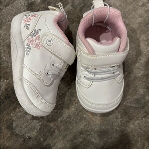 Stride Rite White and Pink Floral Sneakers
